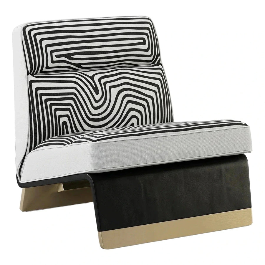 Modern Black and White Geometric Pattern Lounge Chair