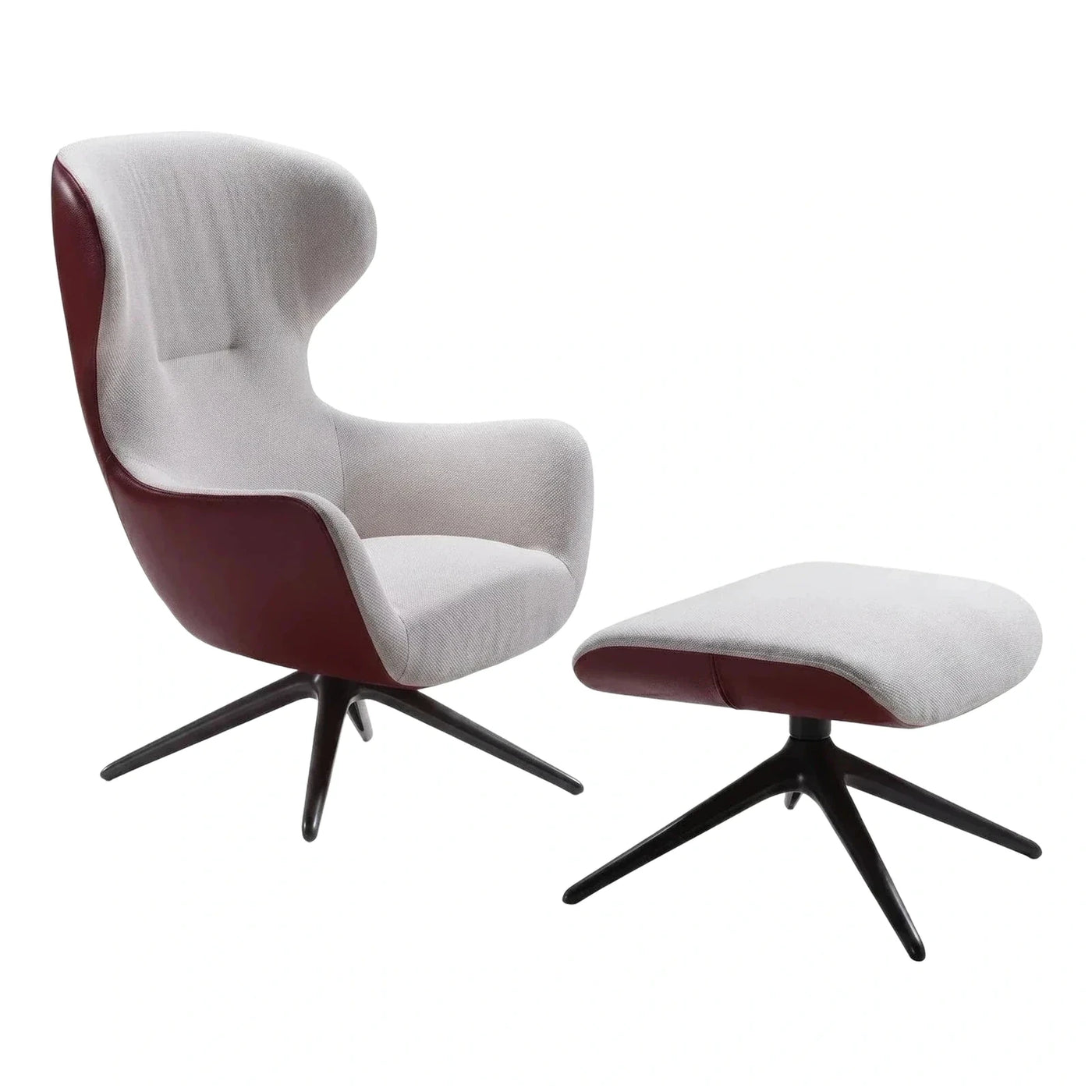 Modern Two-Tone Swivel Lounge Chair and Ottoman Set
