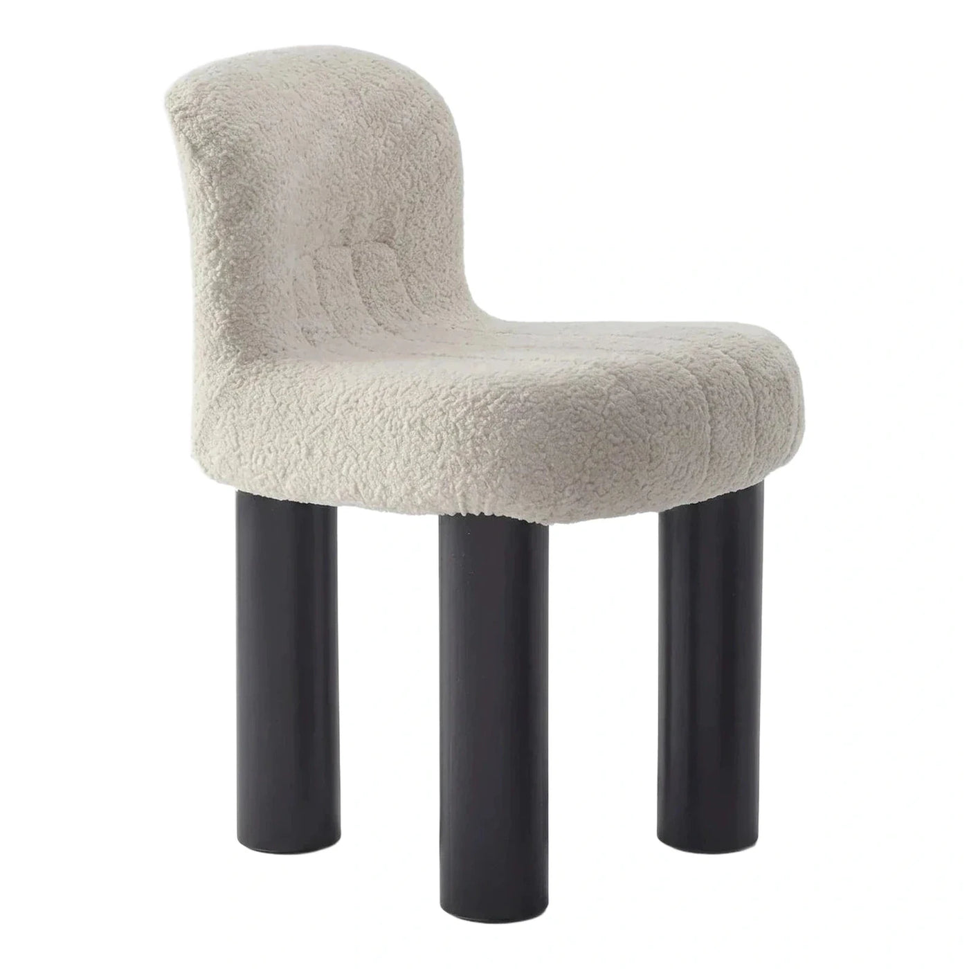 Cream Boucle Lounge Chair with Black Cylindrical Legs
