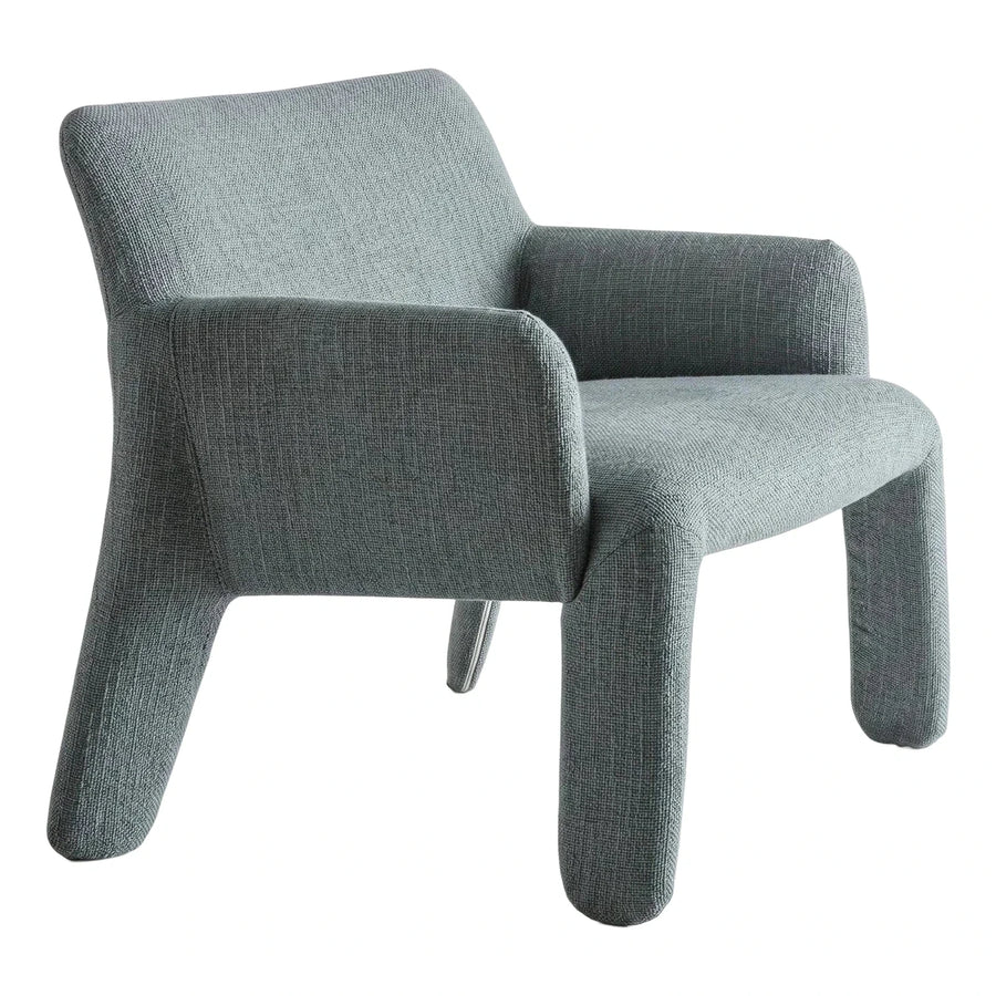 Grey Fabric Modern Armchair with Sculptural Legs