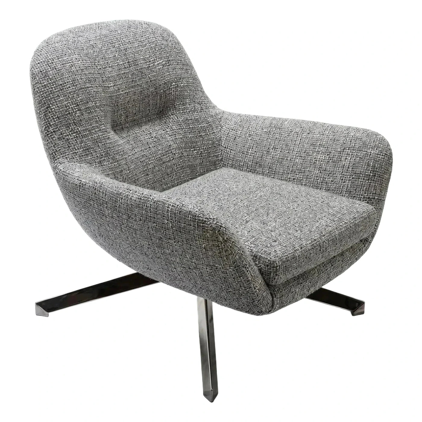 Modern Grey Textured Fabric Swivel Accent Chair