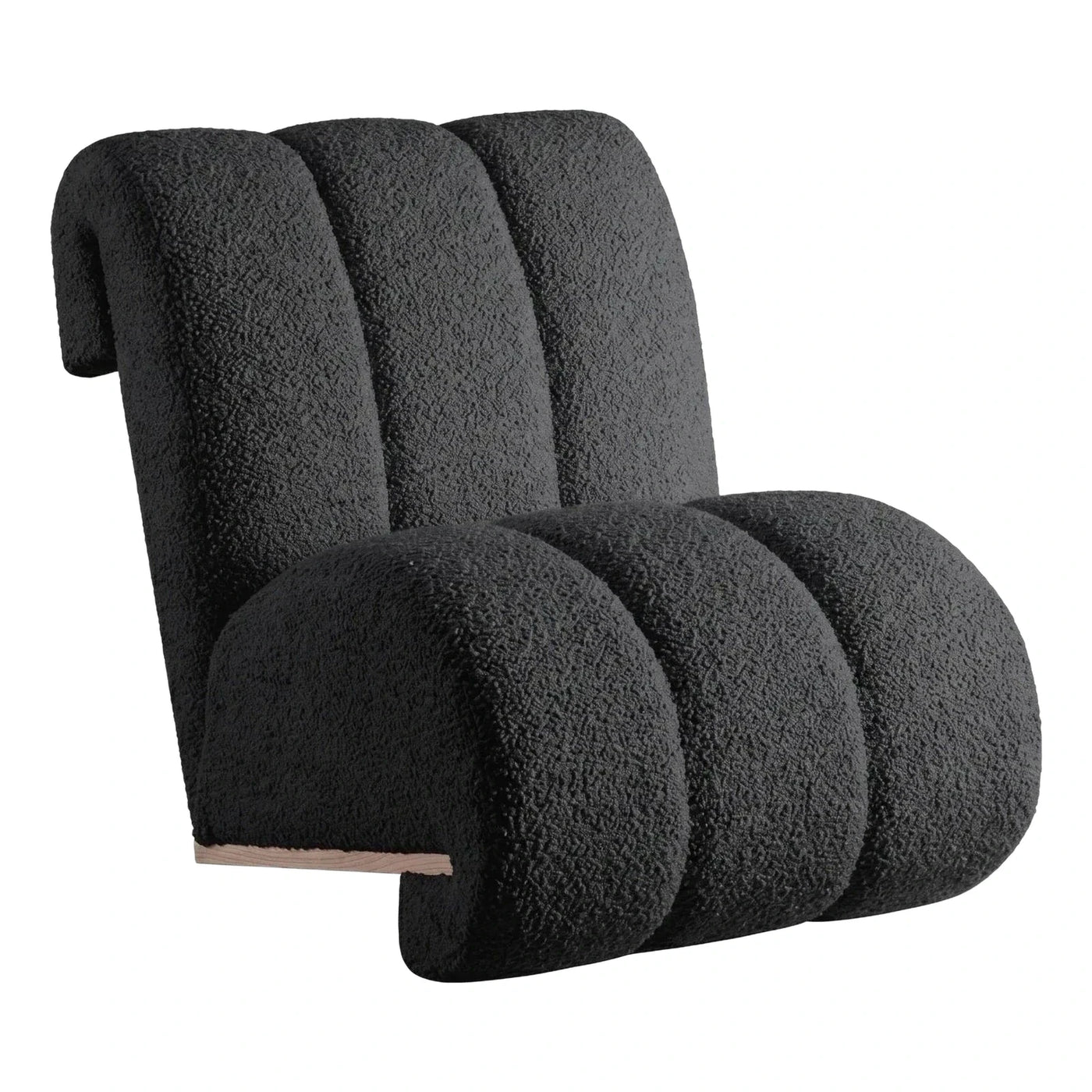 Black Bouclé Ribbed Sculptural Lounge Chair
