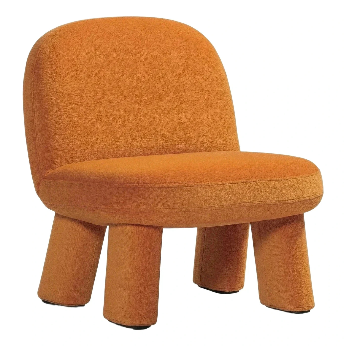 Modern Orange Boucle Lounge Chair with Cylindrical Legs