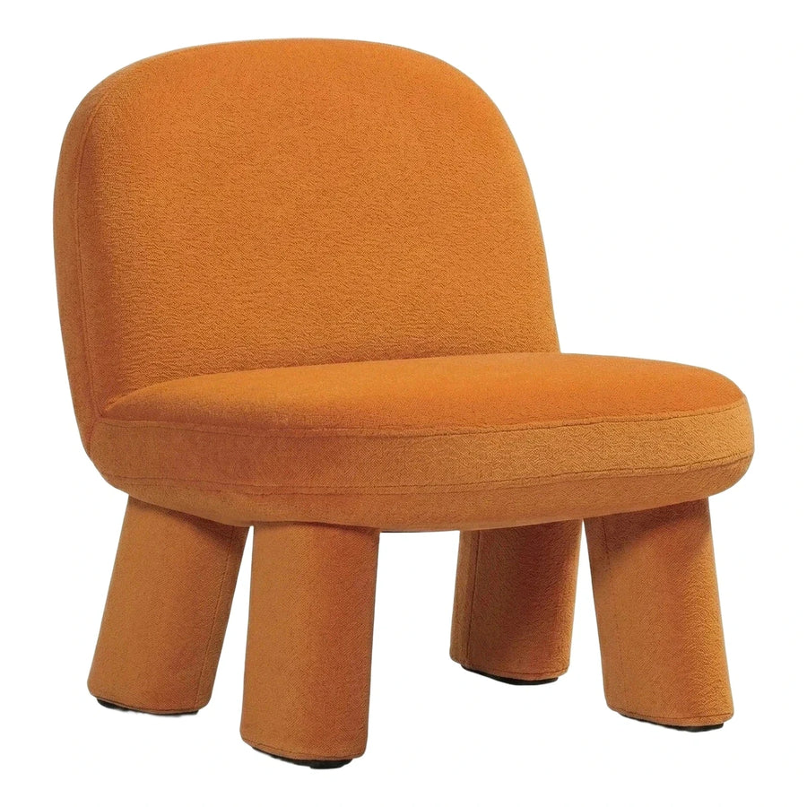 Modern Orange Boucle Lounge Chair with Cylindrical Legs