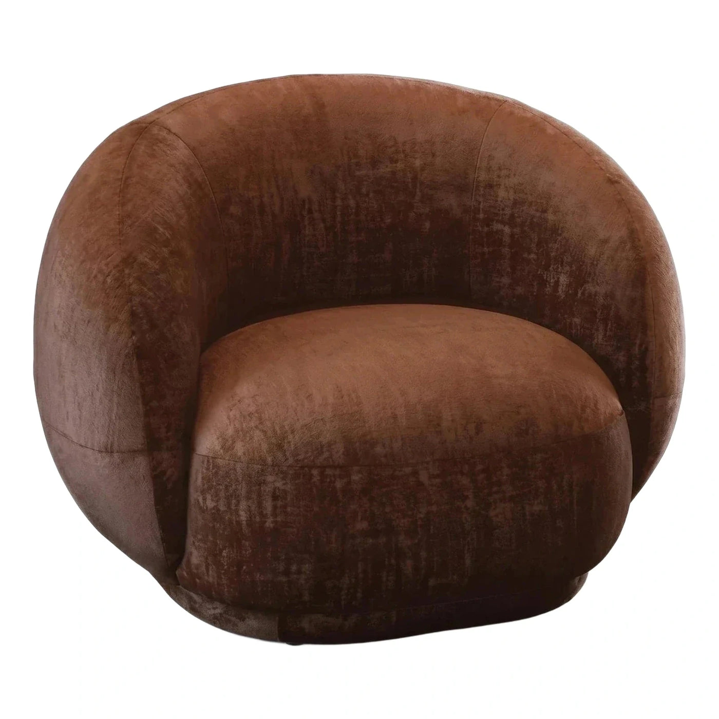 Modern Brown Velvet Tub Lounge Chair