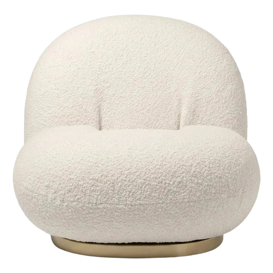 Cream Boucle Round Swivel Armchair