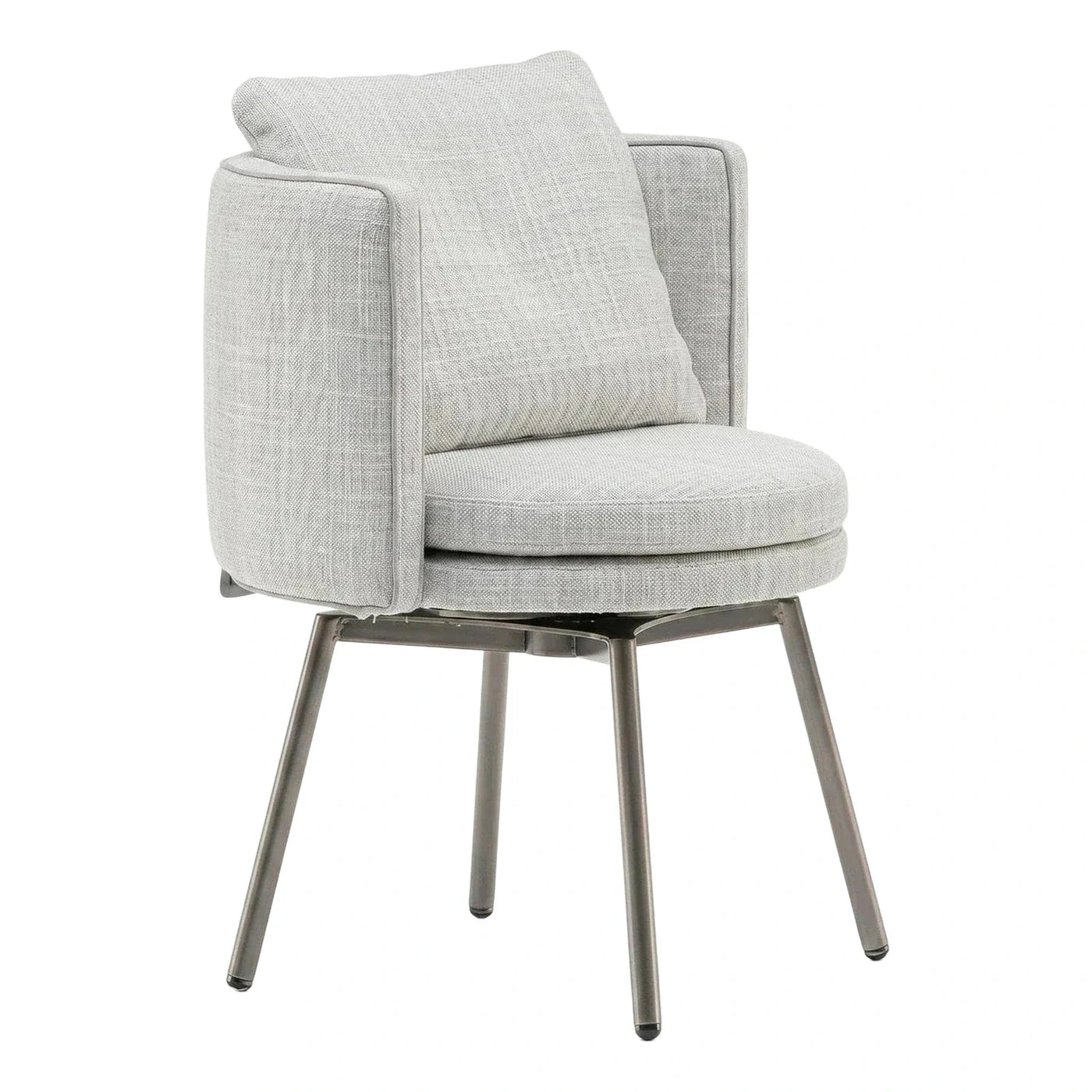 Light Grey Textured Fabric Swivel Armchair