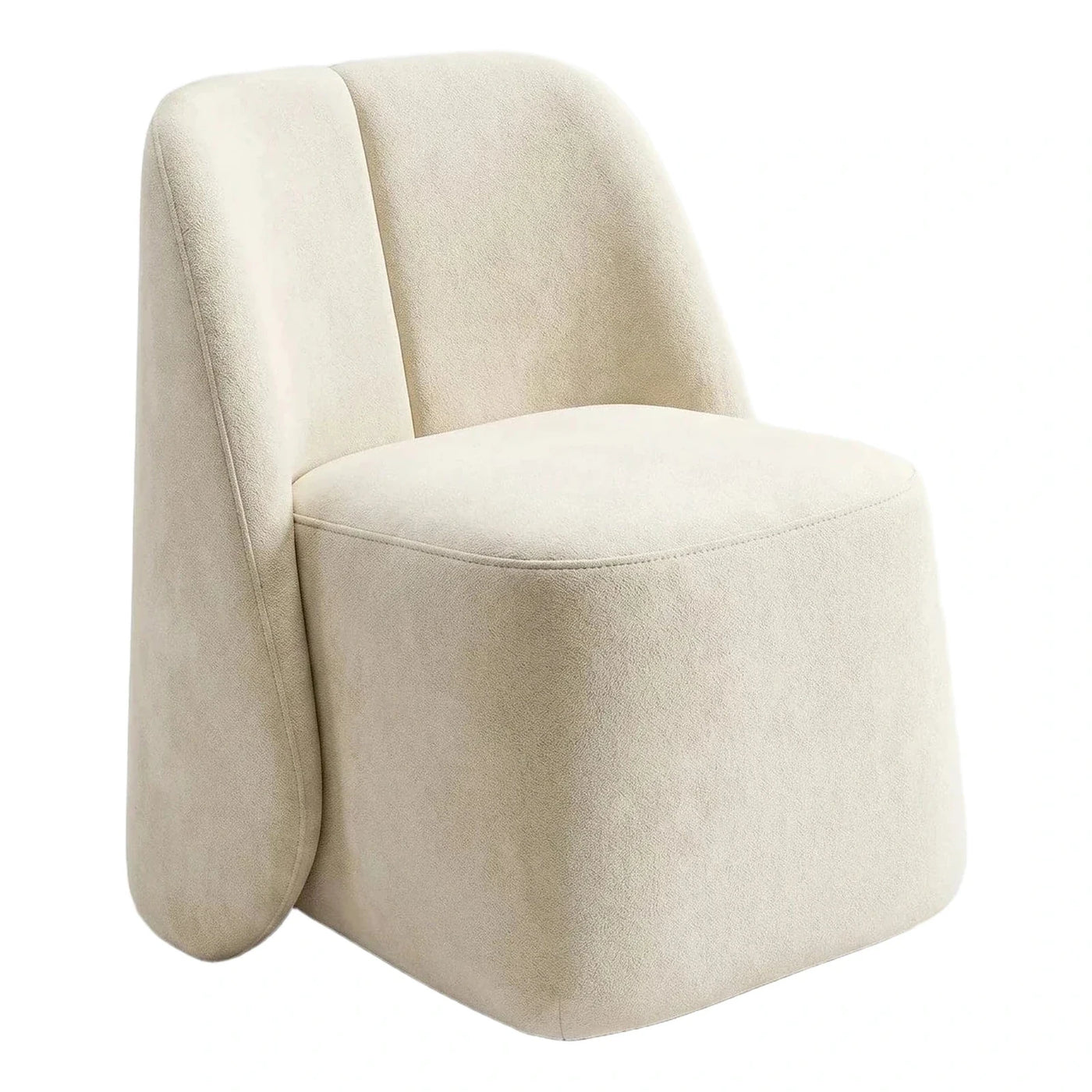 Cream Boucle Modern Curved Lounge Accent Chair