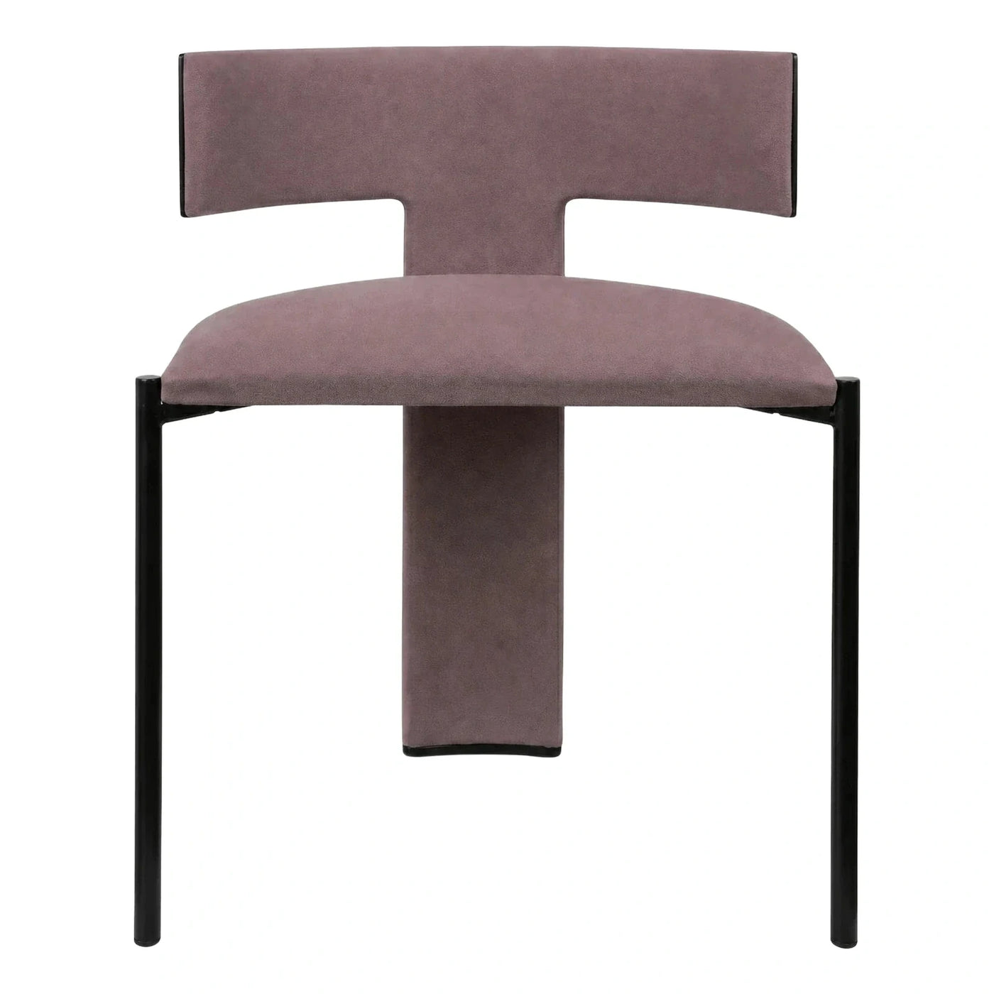 Modern Mauve Upholstered Dining Chair with Black Legs