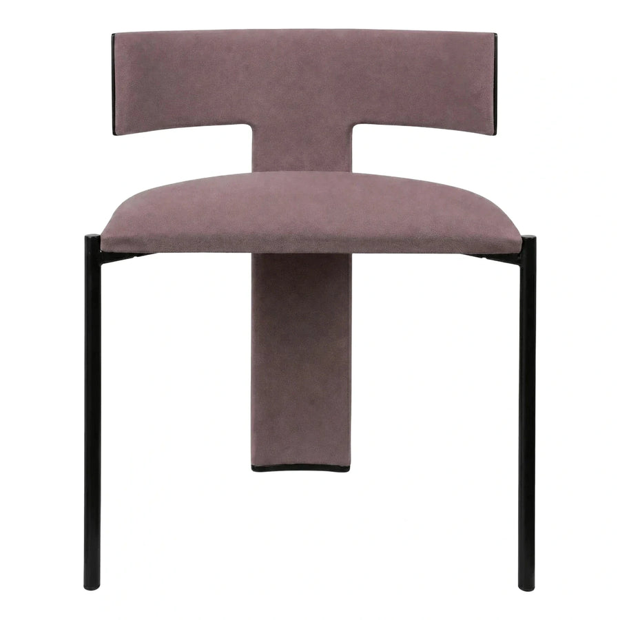 Modern Mauve Upholstered Dining Chair with Black Legs