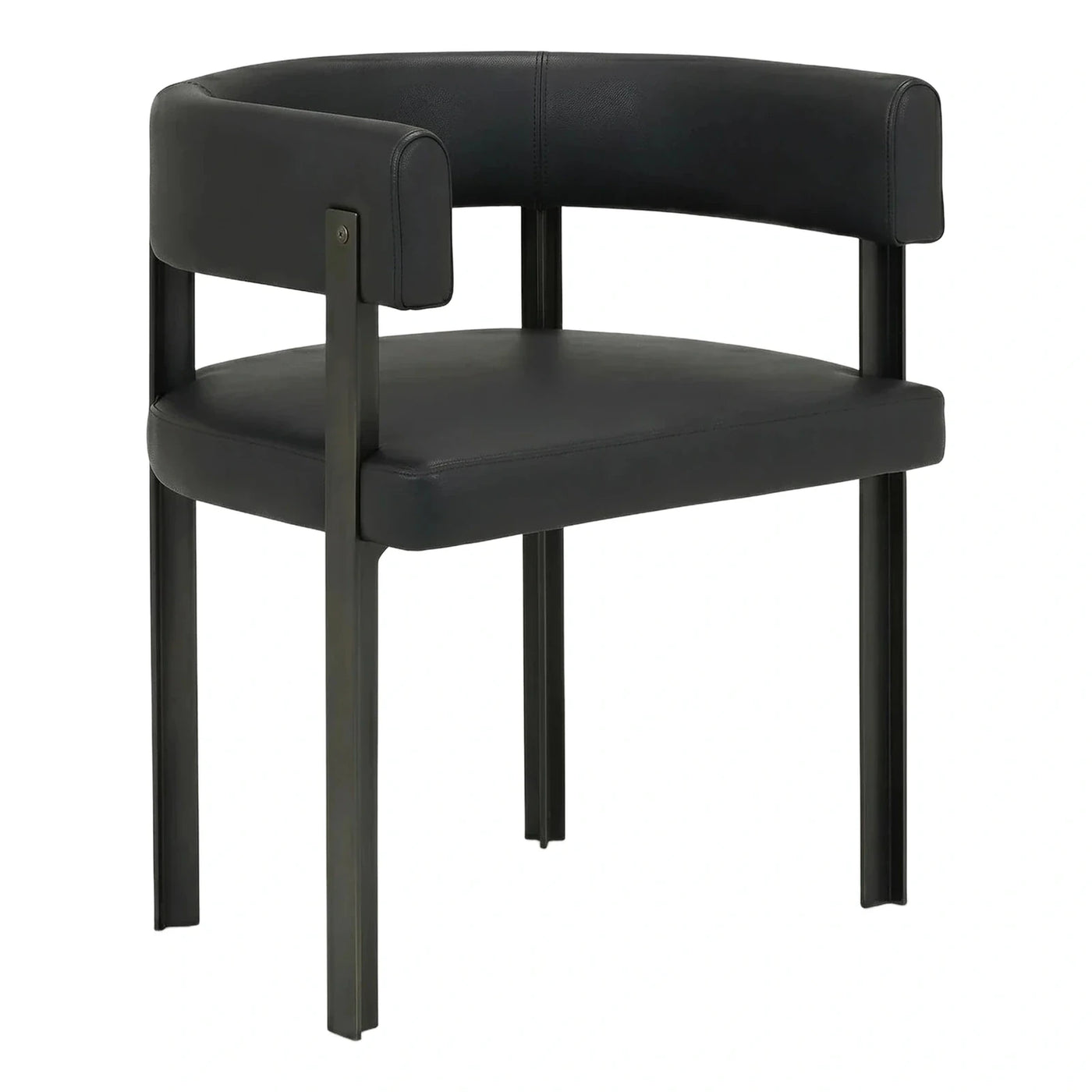 Modern Black Leather Armchair with Metal Frame