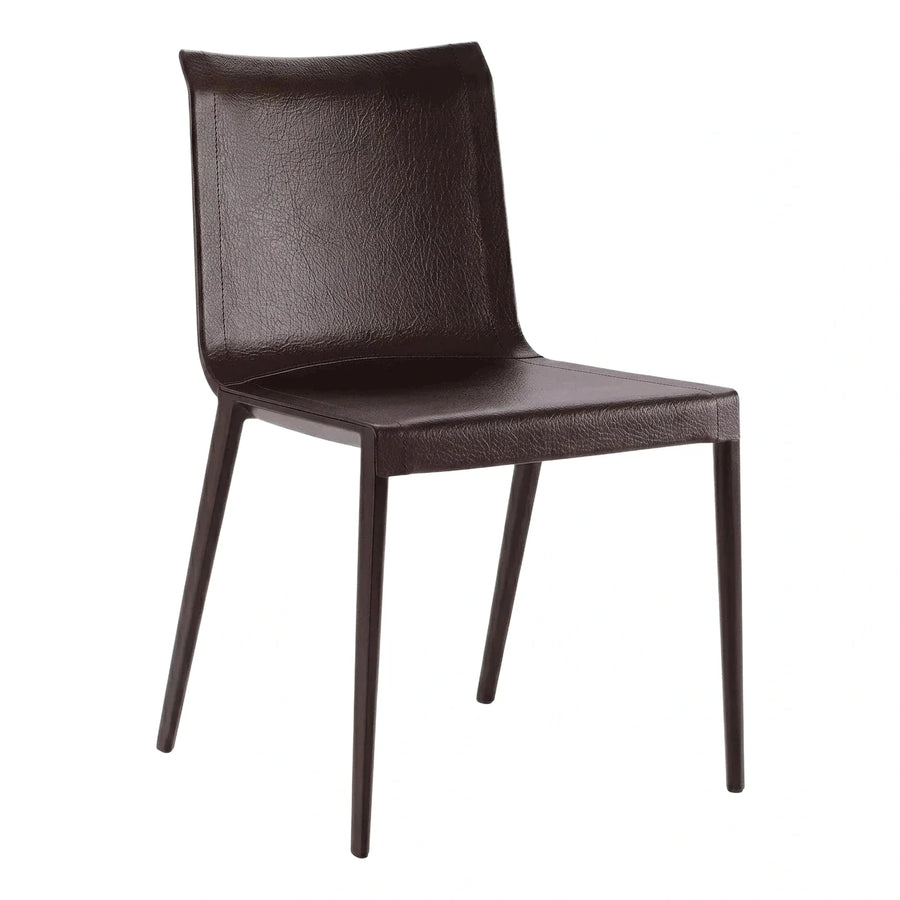 Modern Dark Brown Leather Dining Side Chair