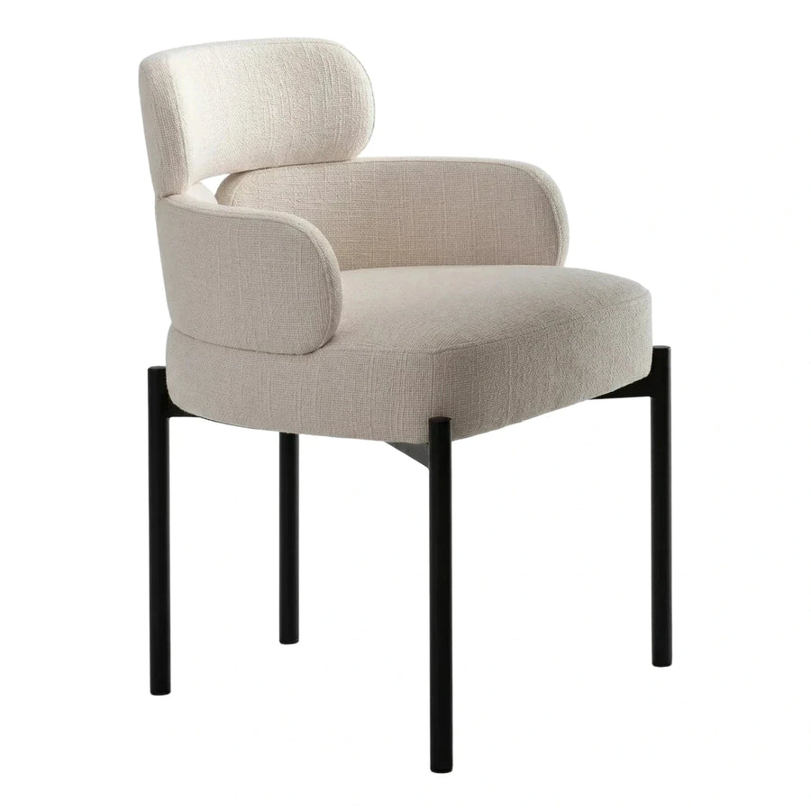 Modern Cream Boucle Armchair with Black Legs