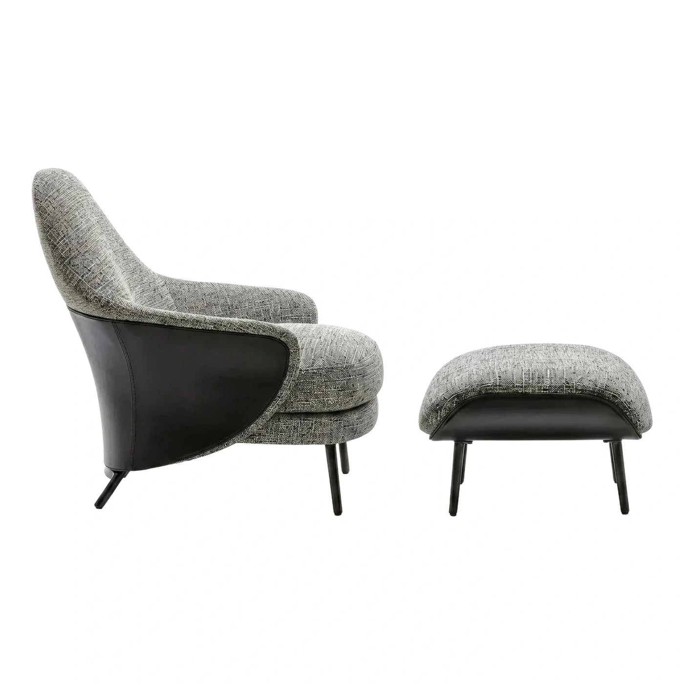 Modern Grey Fabric Lounge Chair and Ottoman Set