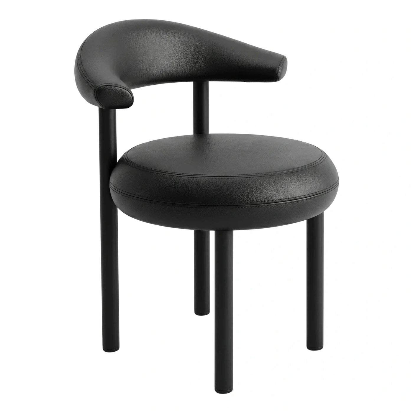 Modern Black Leather Round Dining Chair