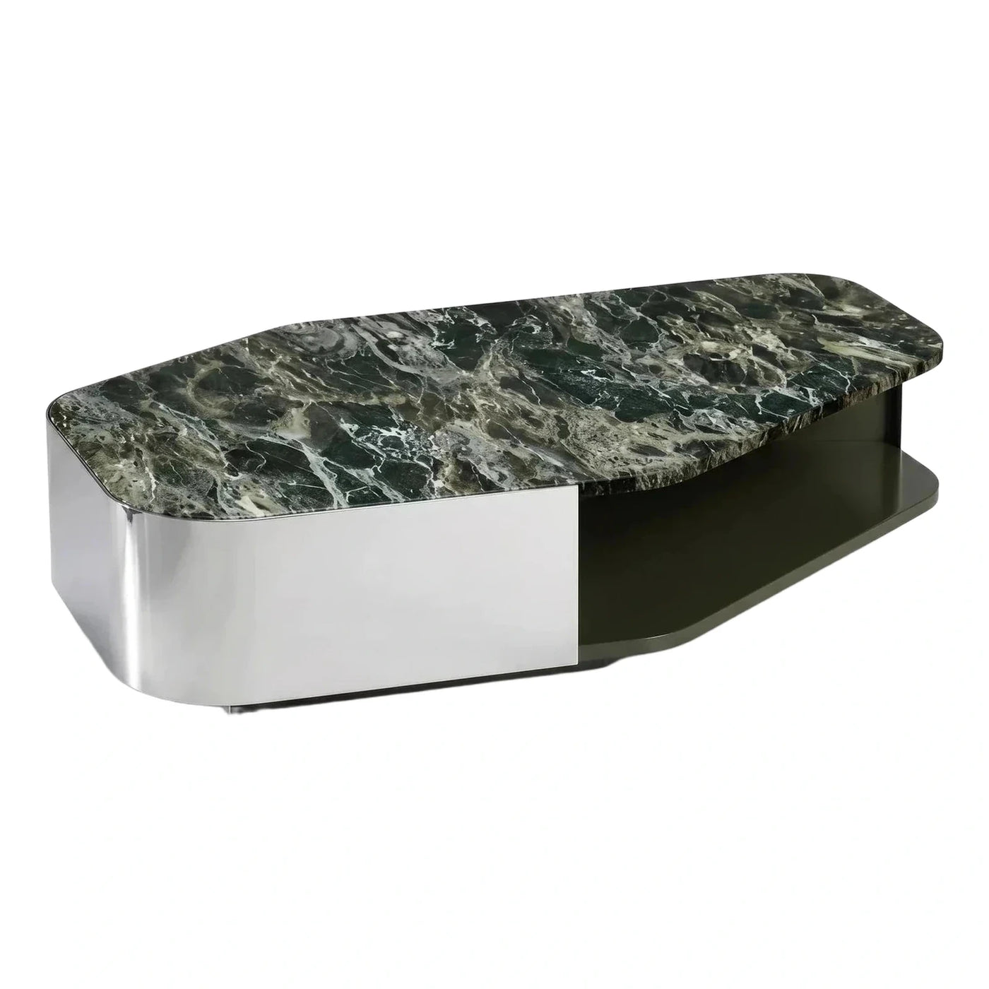Modern Green Marble Chrome Coffee Table