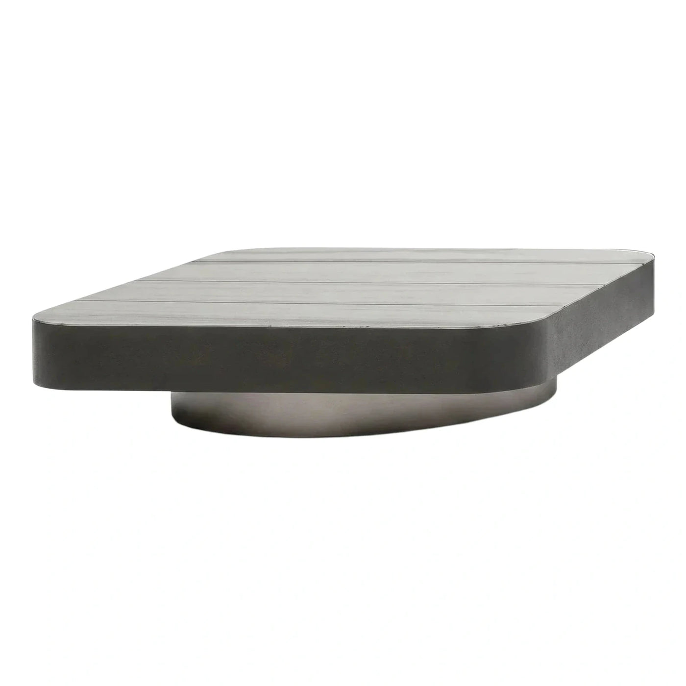 Modern Grey Wood Coffee Table with Pedestal Base