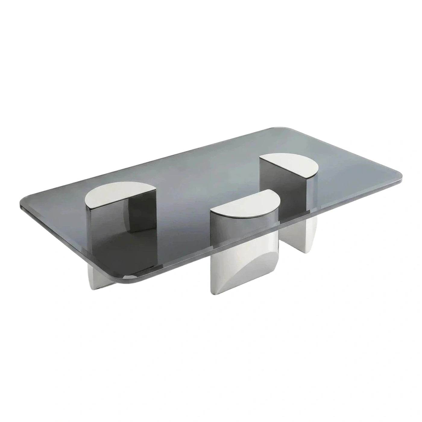 Modern Smoked Glass Coffee Table with Sculptural Base