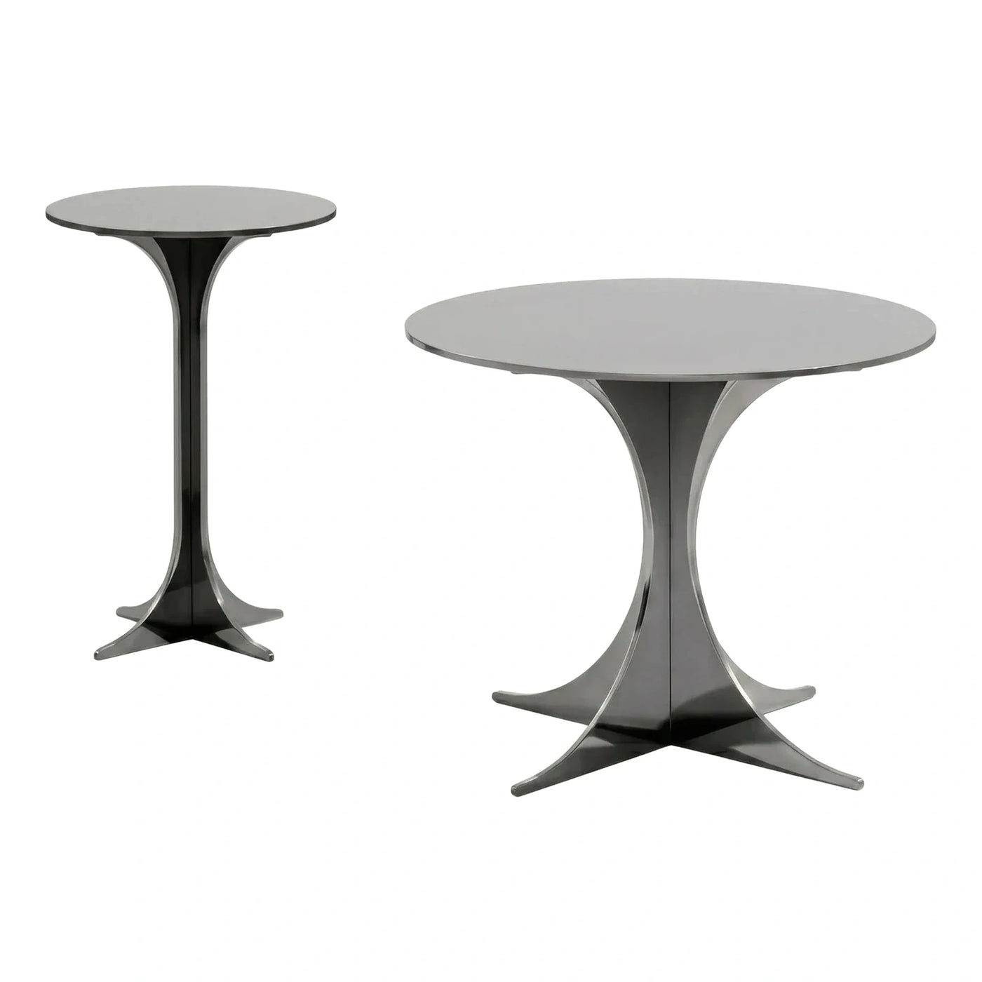 Modern Grey Sculptural Round Coffee and Side Tables