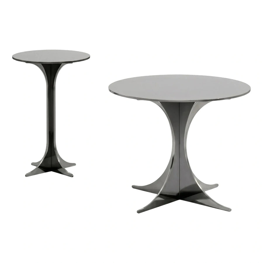 Modern Grey Sculptural Round Coffee and Side Tables