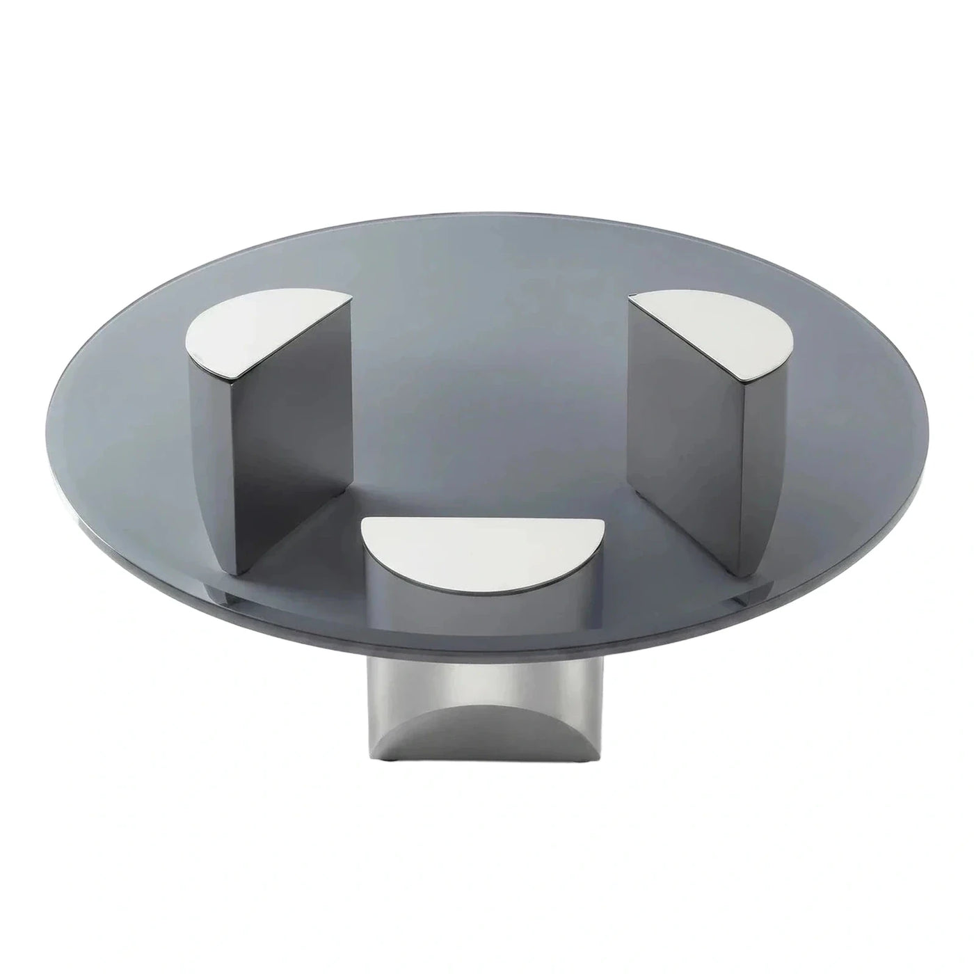 Modern Round Smoked Glass Coffee Table Set