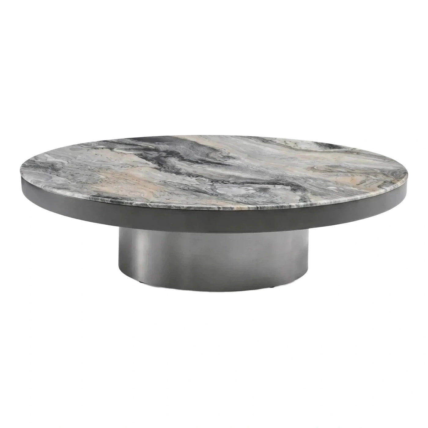 Round Marble Top Coffee Table with Metal Base