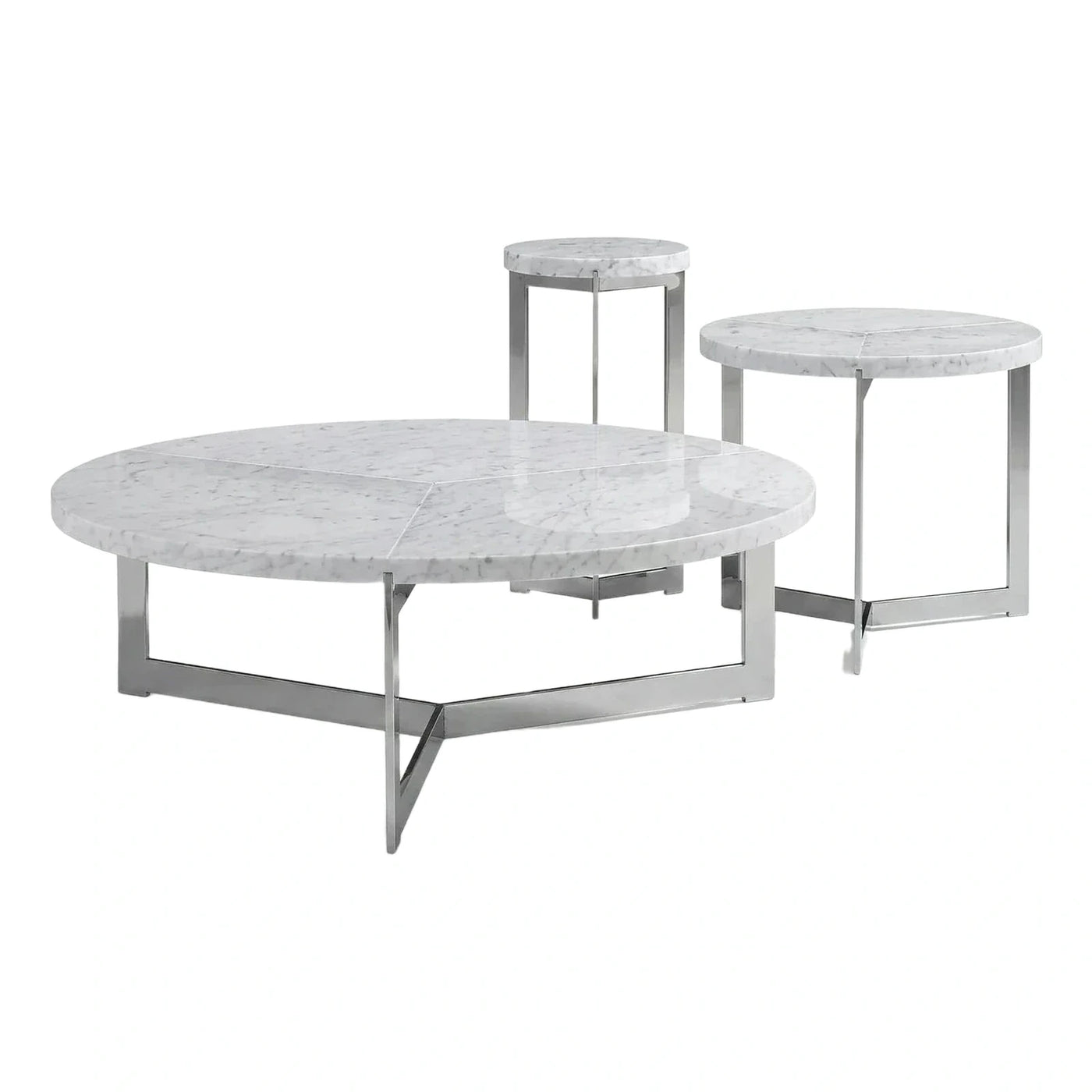 Modern White Marble Round Coffee Table Set