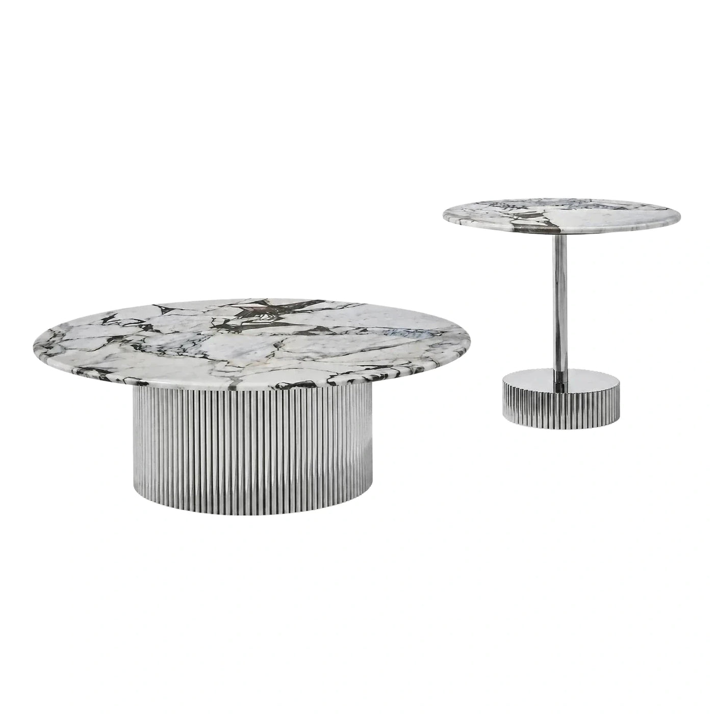 Round Marble Top Coffee and Side Table Set