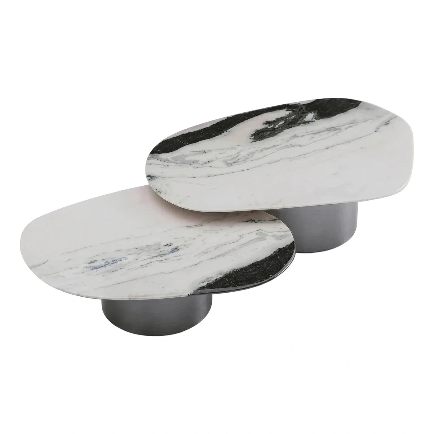 Modern White Marble Oval Coffee Table Set