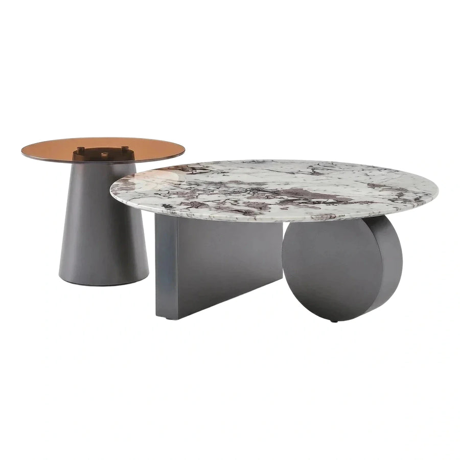 Modern Marble Oval Coffee Table Set