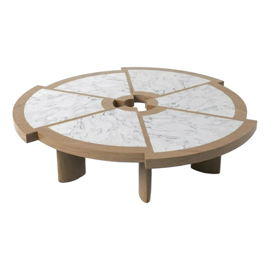 Segmented Marble Top Round Coffee Table