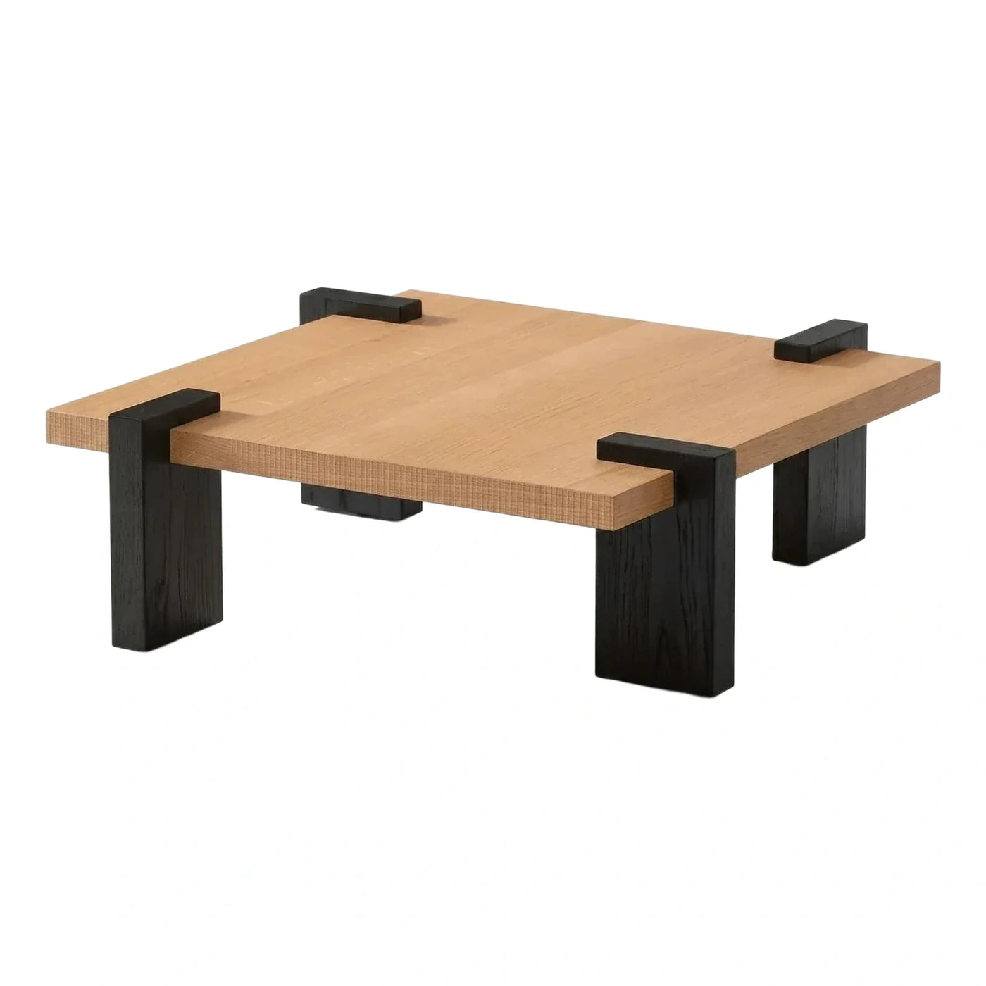 Rectangular Two-Tone Wood Coffee Table with Block Legs