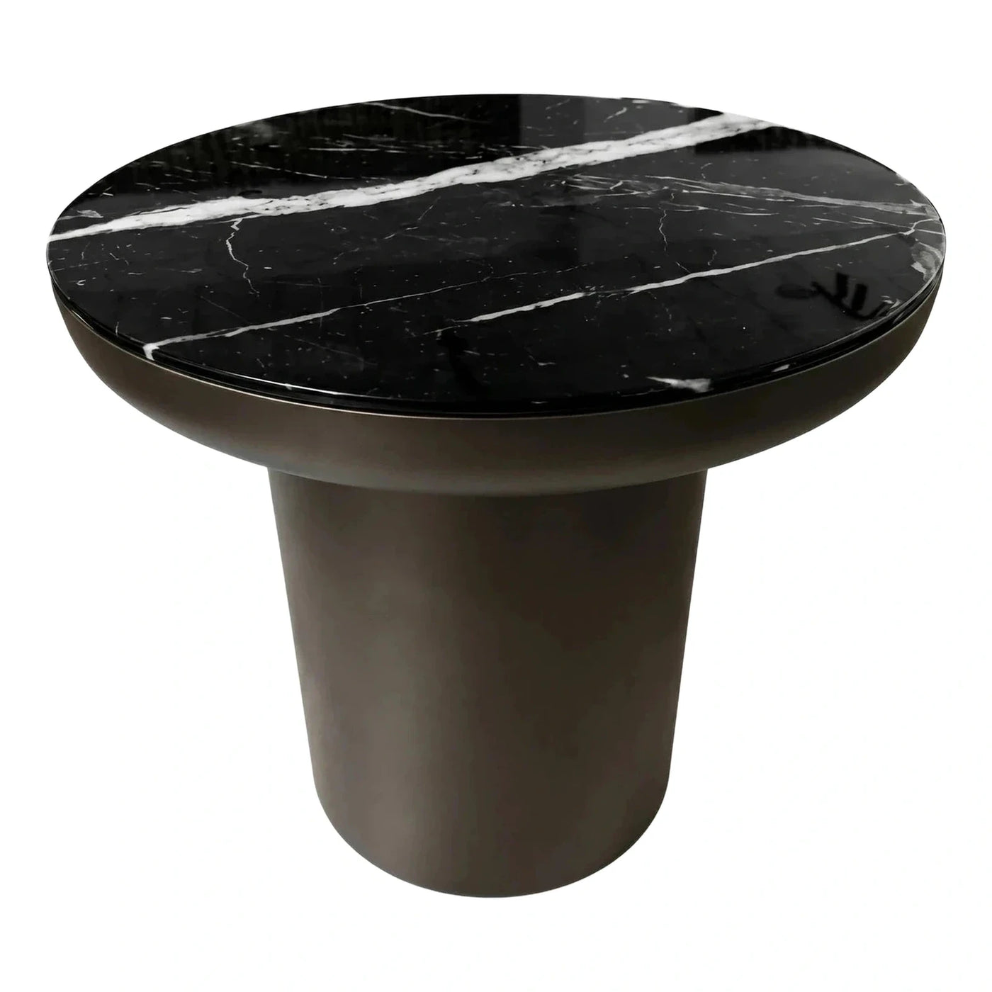 Modern Black Marble Top Round Side Table