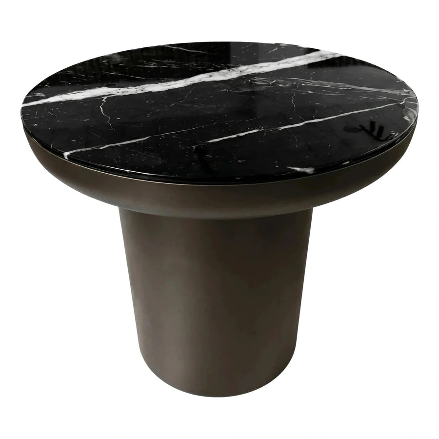 Modern Black Marble Top Round Side Table