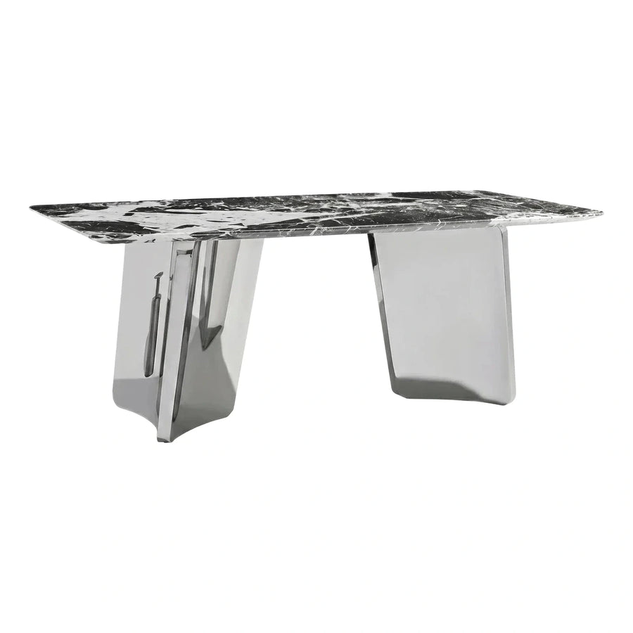 Modern Black Marble Top Chrome Base Coffee Table