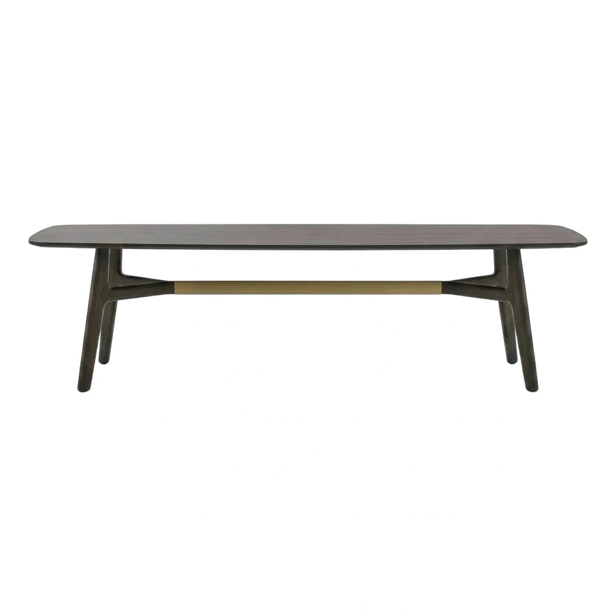 Modern Dark Wood Coffee Table with Brass Accent