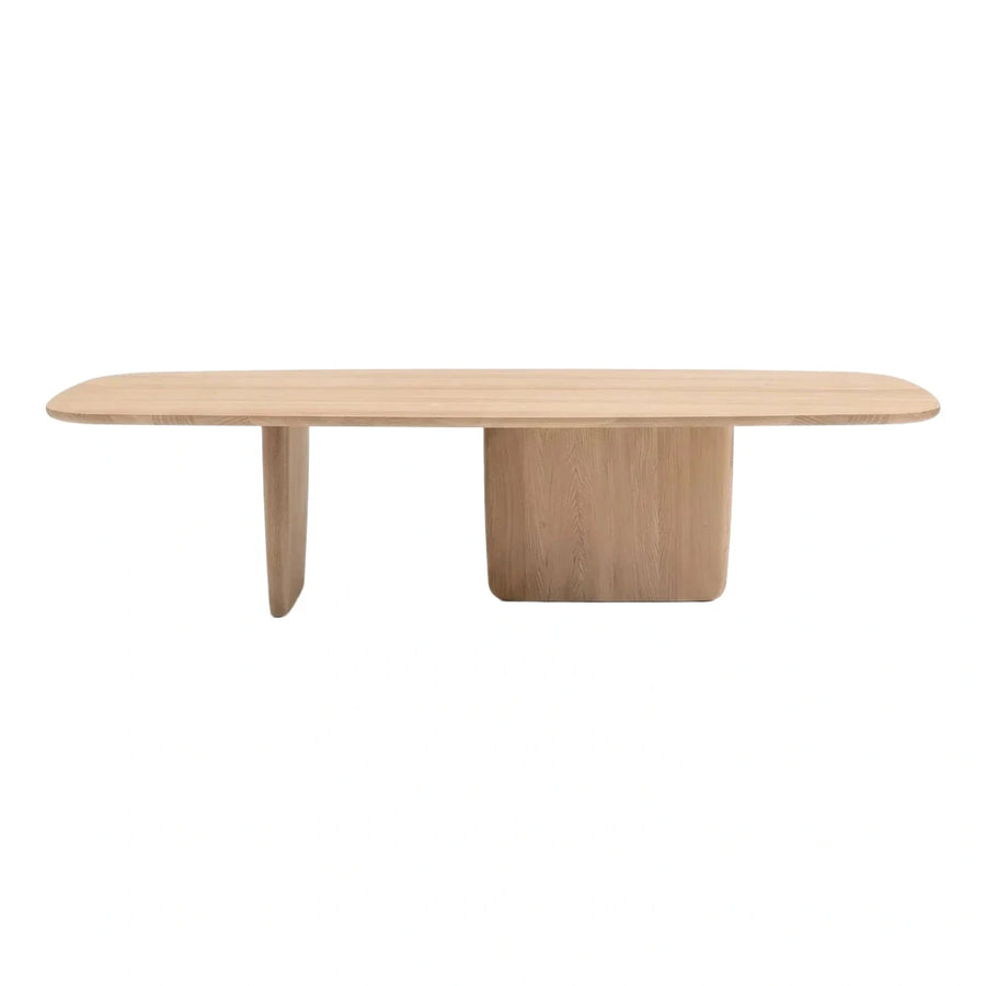 Asymmetrical Light Wood Oval Coffee Table