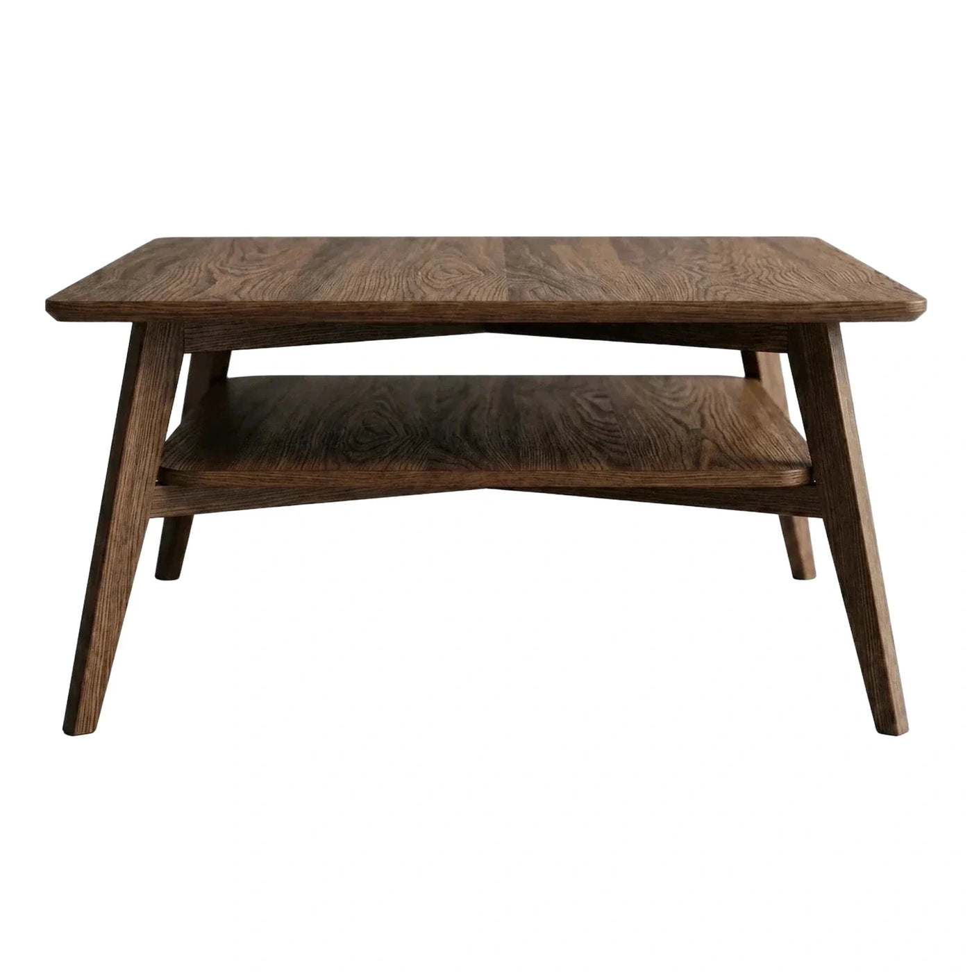 Modern Dark Wood Coffee Table with Storage Shelf