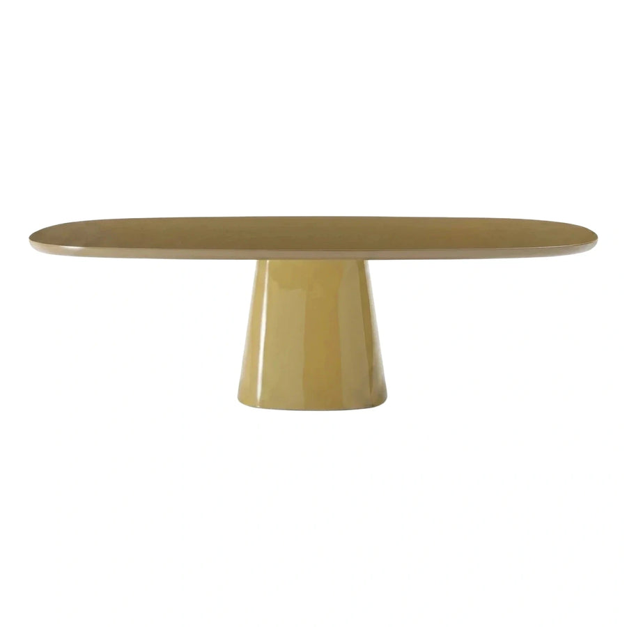 Modern Glossy Oval Pedestal Coffee Table