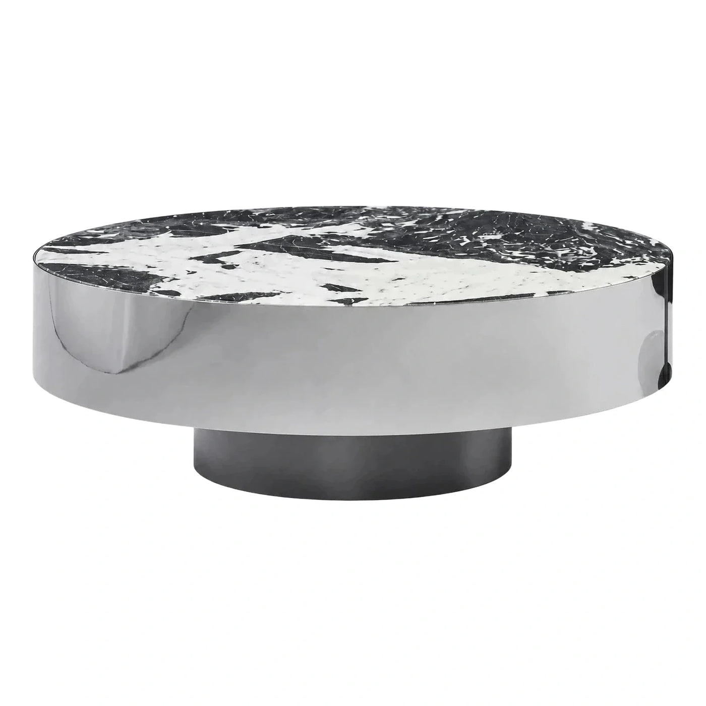 Round Black and White Marble Top Coffee Table