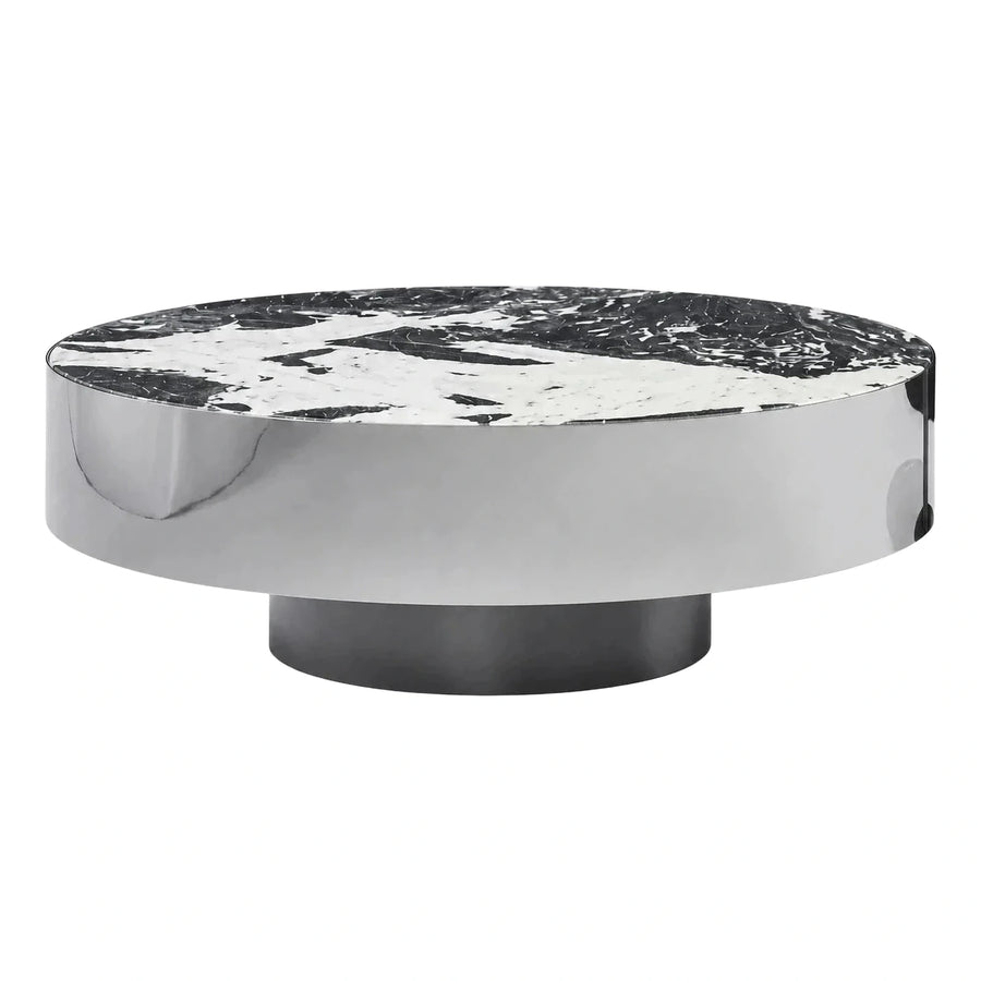 Round Black and White Marble Top Coffee Table