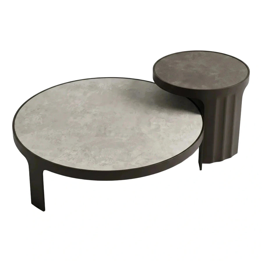 Modern Round Nesting Coffee Table Set Stone Tops