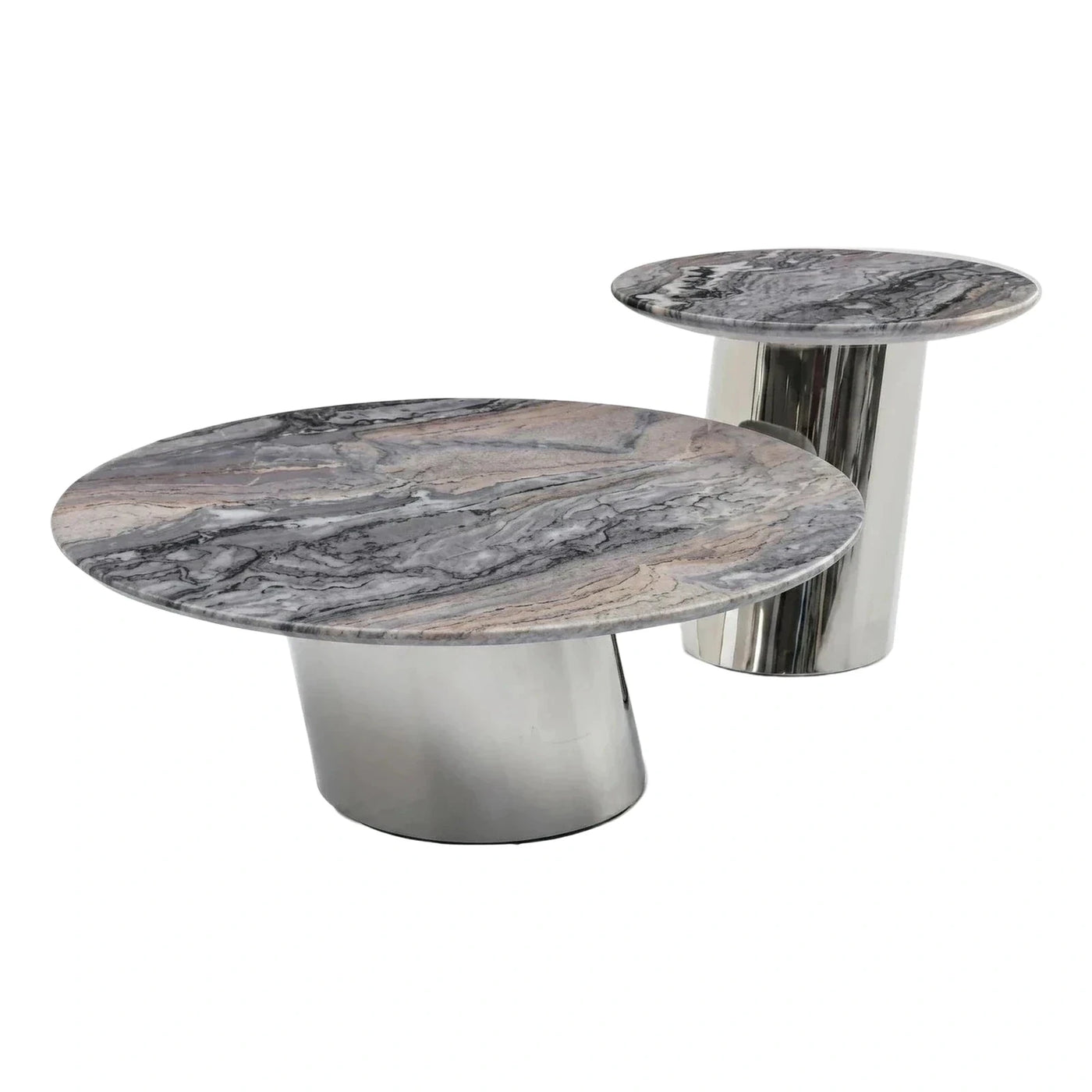 Round Marble Top Coffee and Side Table Set