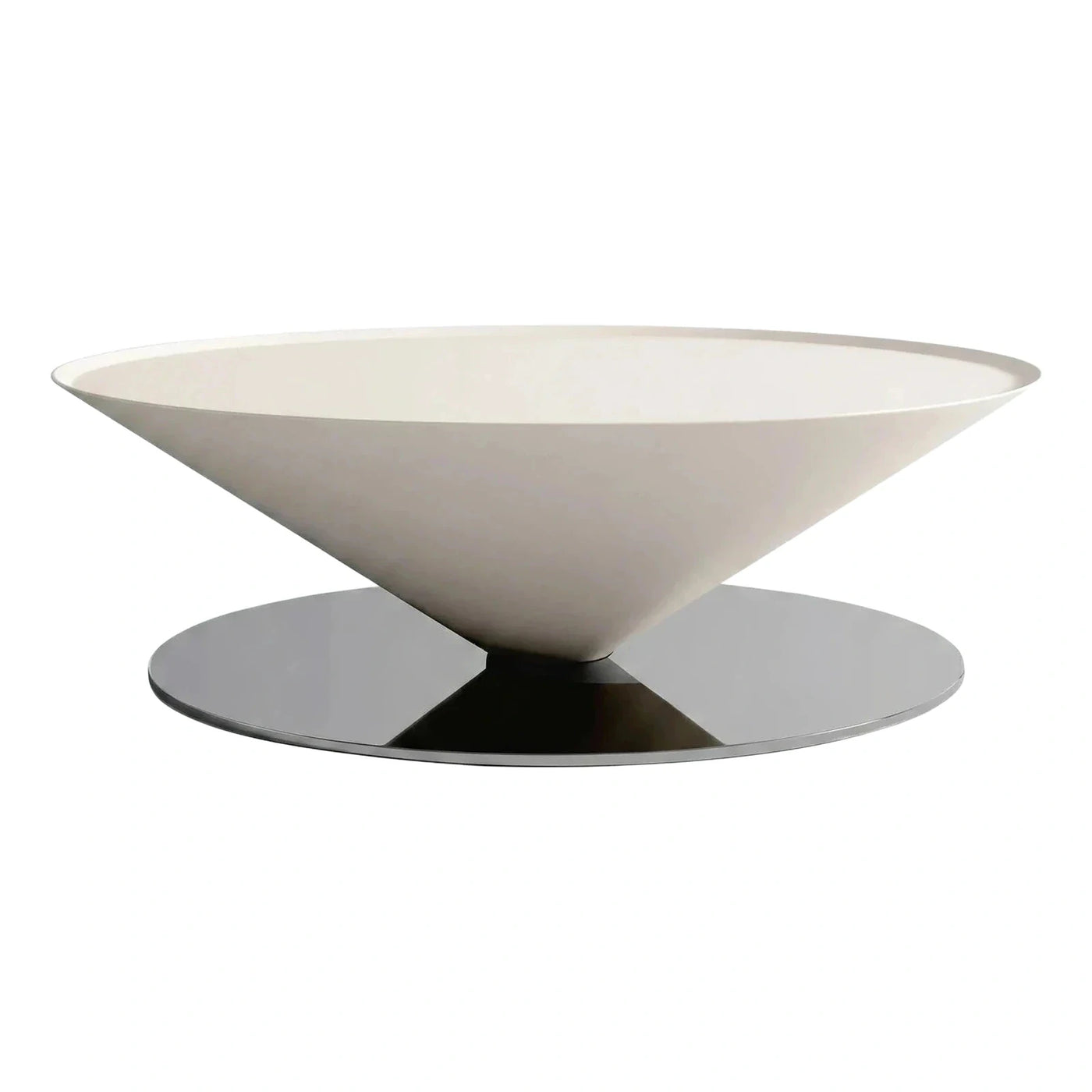 Modern White Conical Coffee Table with Chrome Base
