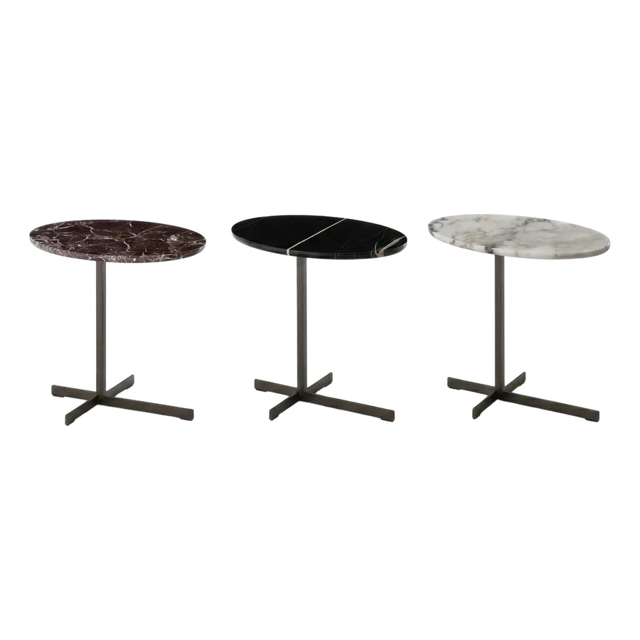 Round Marble Top Side Table with Metal Base
