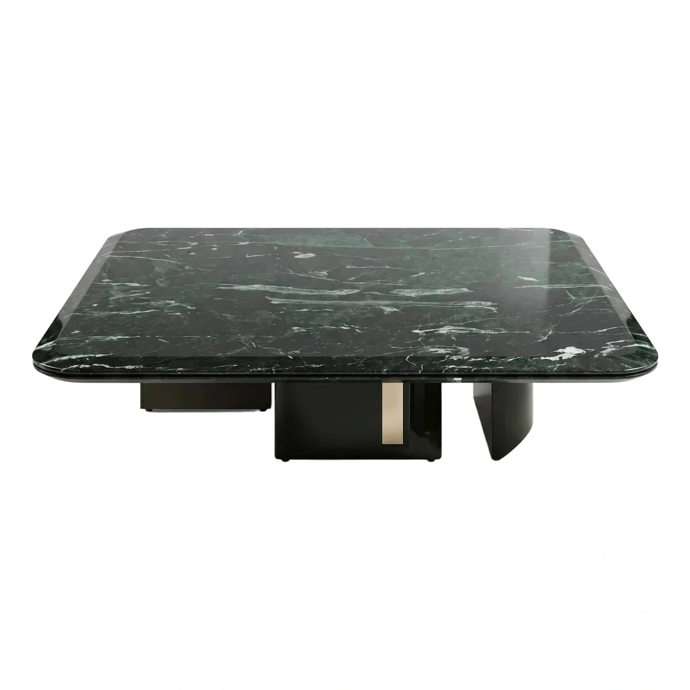 Green Marble Top Coffee Table with Gold Accent