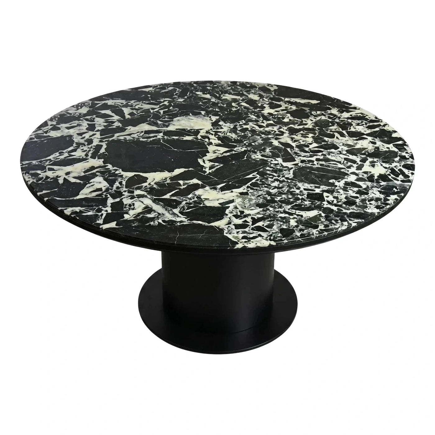 Round Dark Marble Pedestal Coffee Table