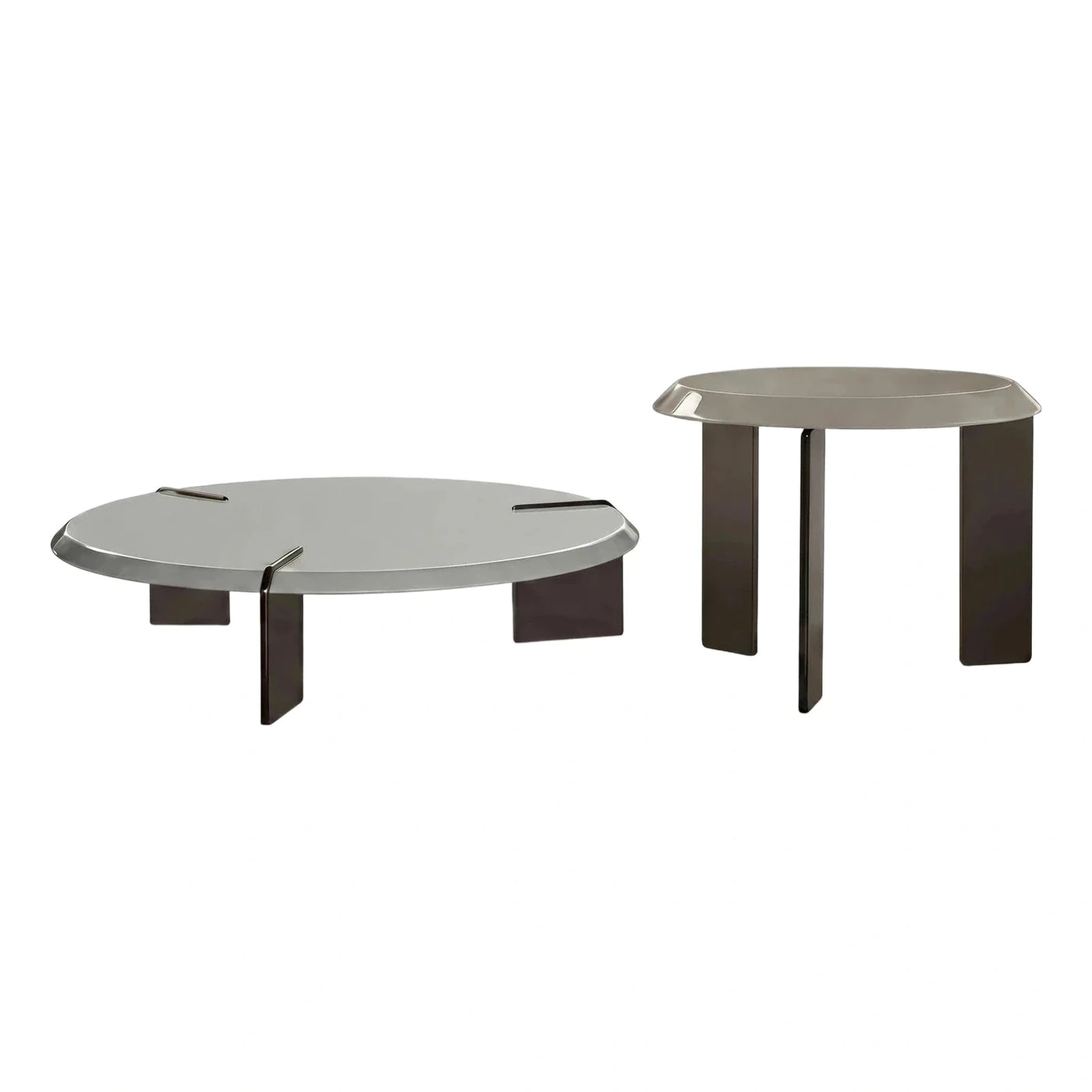 Modern Grey Oval Coffee and Side Table Set