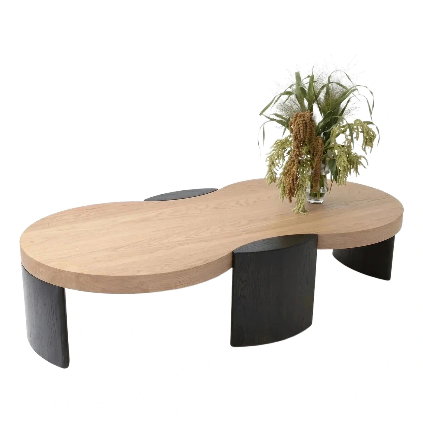 Modern Organic Shaped Two-Tone Wood Coffee Table