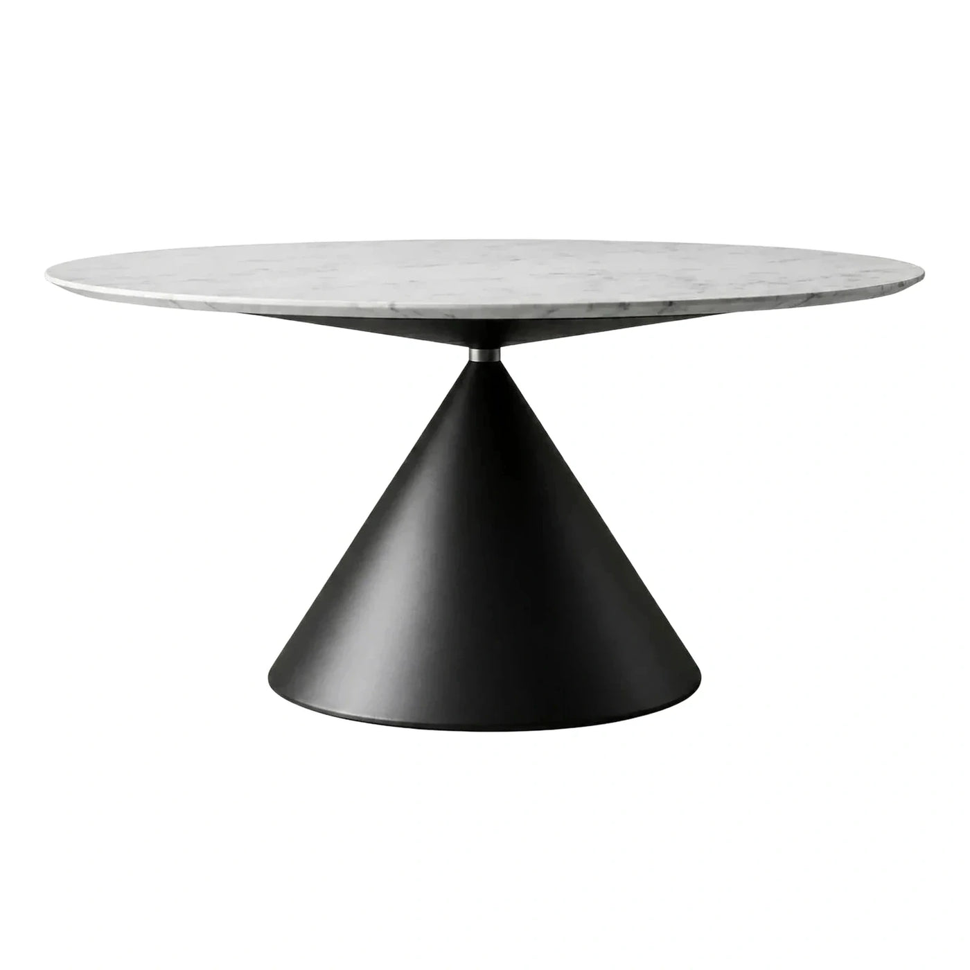 Modern Round Marble Coffee Table Black Cone Base
